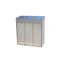 Lixeira de aço inoxidável com 3 compartimentos